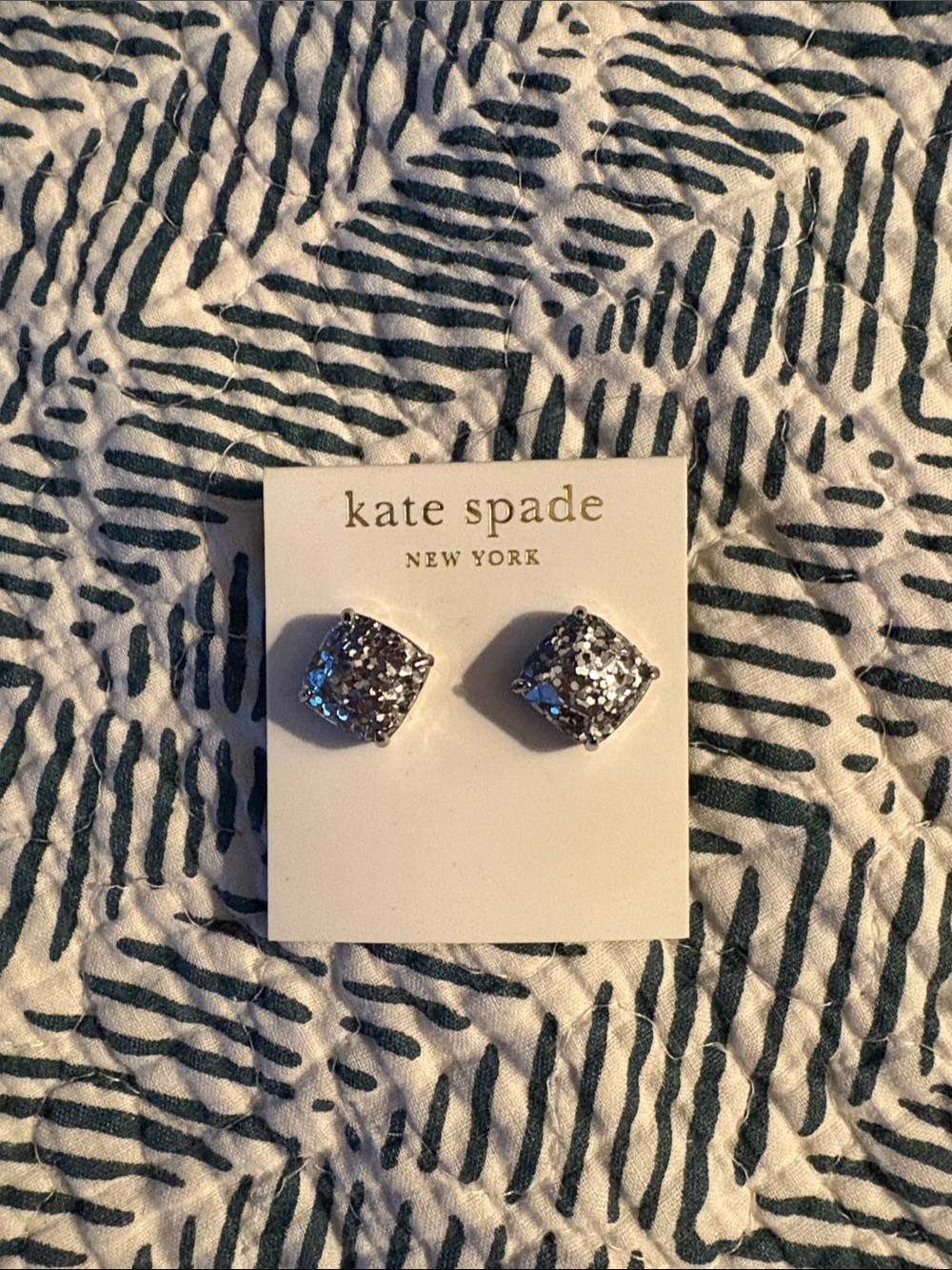 kate spade Silver Glitter Cushion Stud Earrings